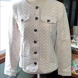 Christopher & Banks Cream/Beige Eyelet Blazer.